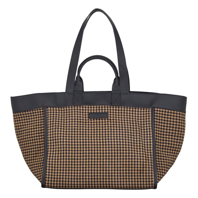 Gingham Lily tote bag | Marrone