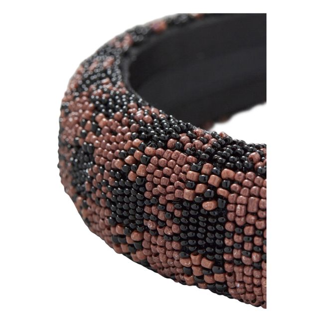 Serre-Tête Gingham Perles | Marron