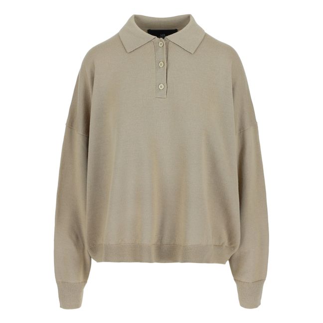 Polo con bottoni in lana merino | Marrone