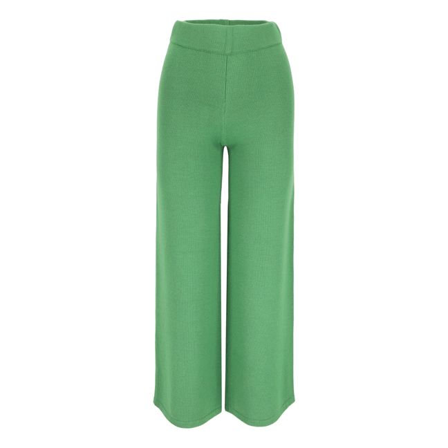 Pantalón ancho de lana merina | Verde