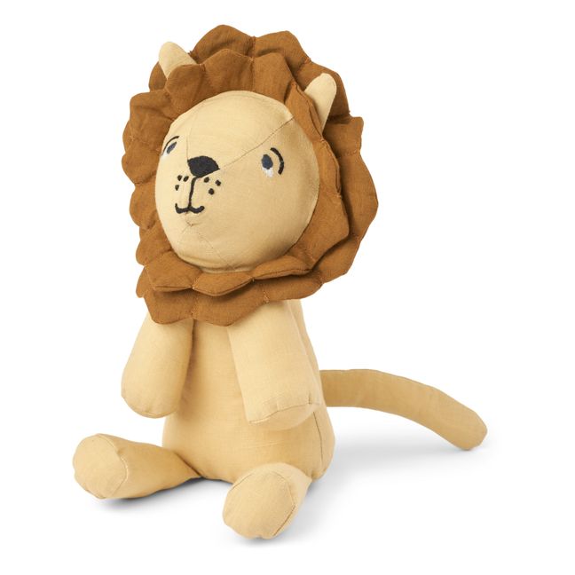 Peluche león de algodón orgánico Halfdan | Amarillo