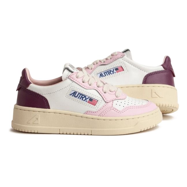 Two-Tone Kids Medalist Low Leather Sneakers | Pink