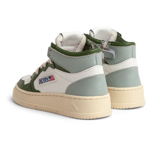 Two-Tone Kids Medalist Mid Leather Sneakers | Green