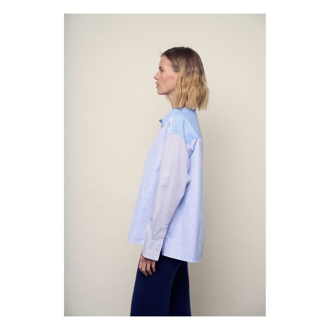Camisa de popelina a rayas Coocoo | Azul Cielo