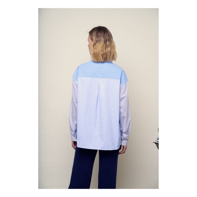 Camisa de popelina a rayas Coocoo | Azul Cielo