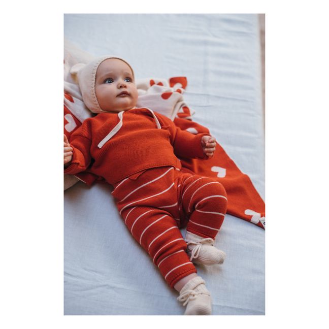 Pantaloni in maglia di cotone biologico a righe lattee | Rosso
