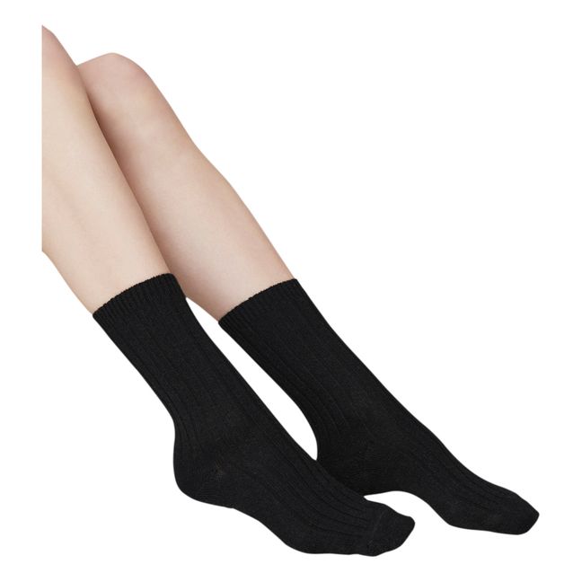 Calcetines gruesos de lana merina Bodil | Negro