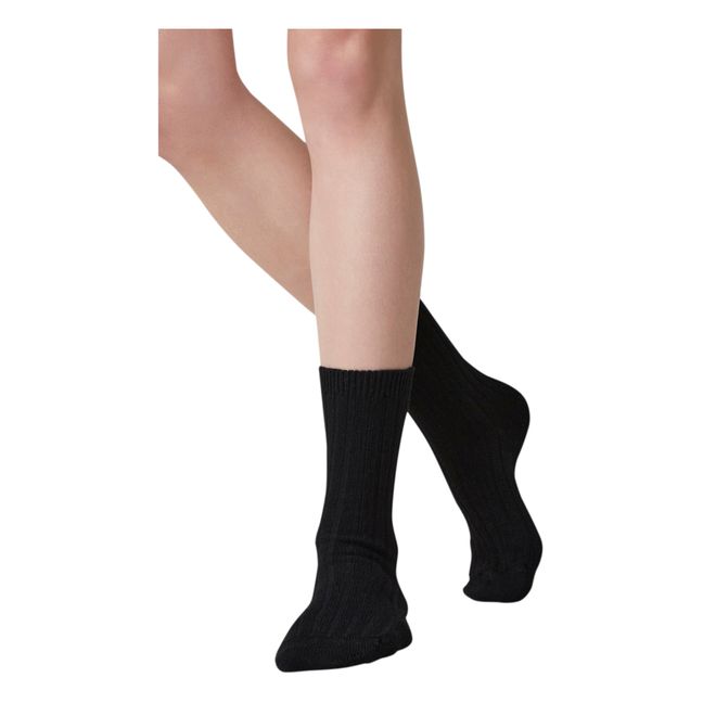 Calcetines gruesos de lana merina Bodil | Negro