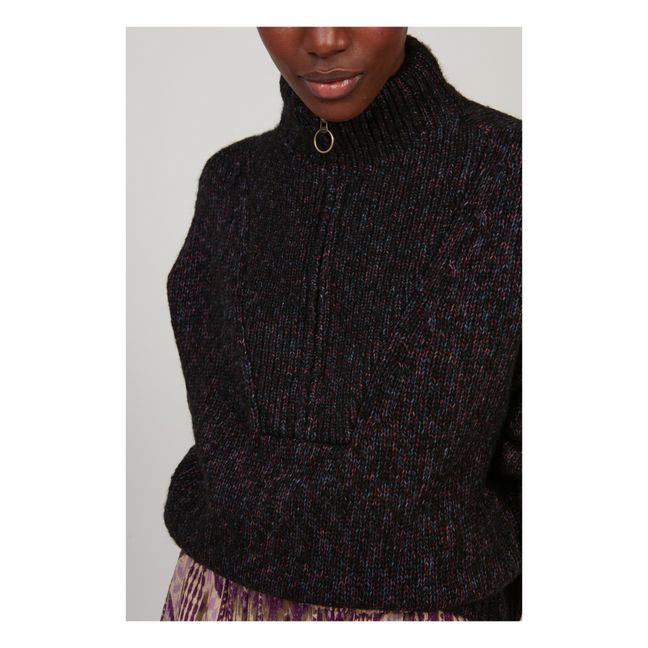 Jersey de lana y algodón ecológico Myhan | Negro