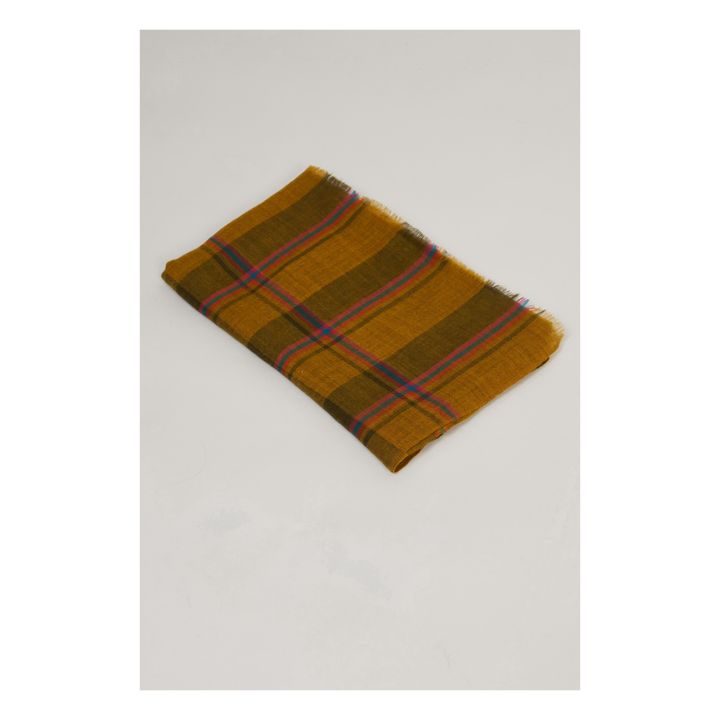 Muted Tartan Wool Scarf | Saffron- Product image n°0