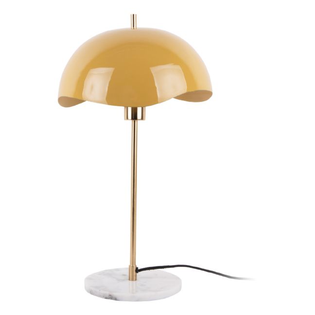 Waved Dome table lamp in enamel | Yellow