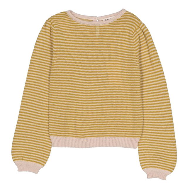 Gestreifter Alpaka-Merino-Pullover Cleophea | Ocker