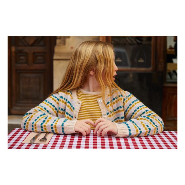 Gestreifter Alpaka-Merino-Pullover Cleophea | Ocker
