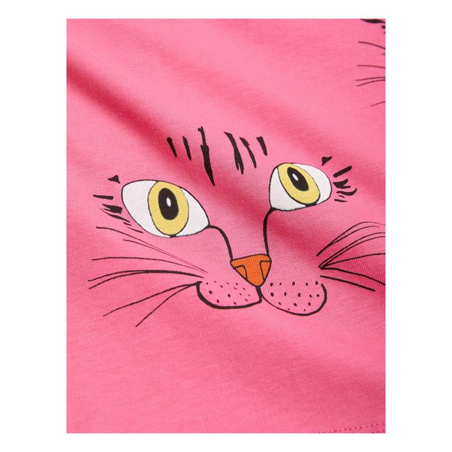 T-Shirt in cotone bio fantasia gatti | Rosa