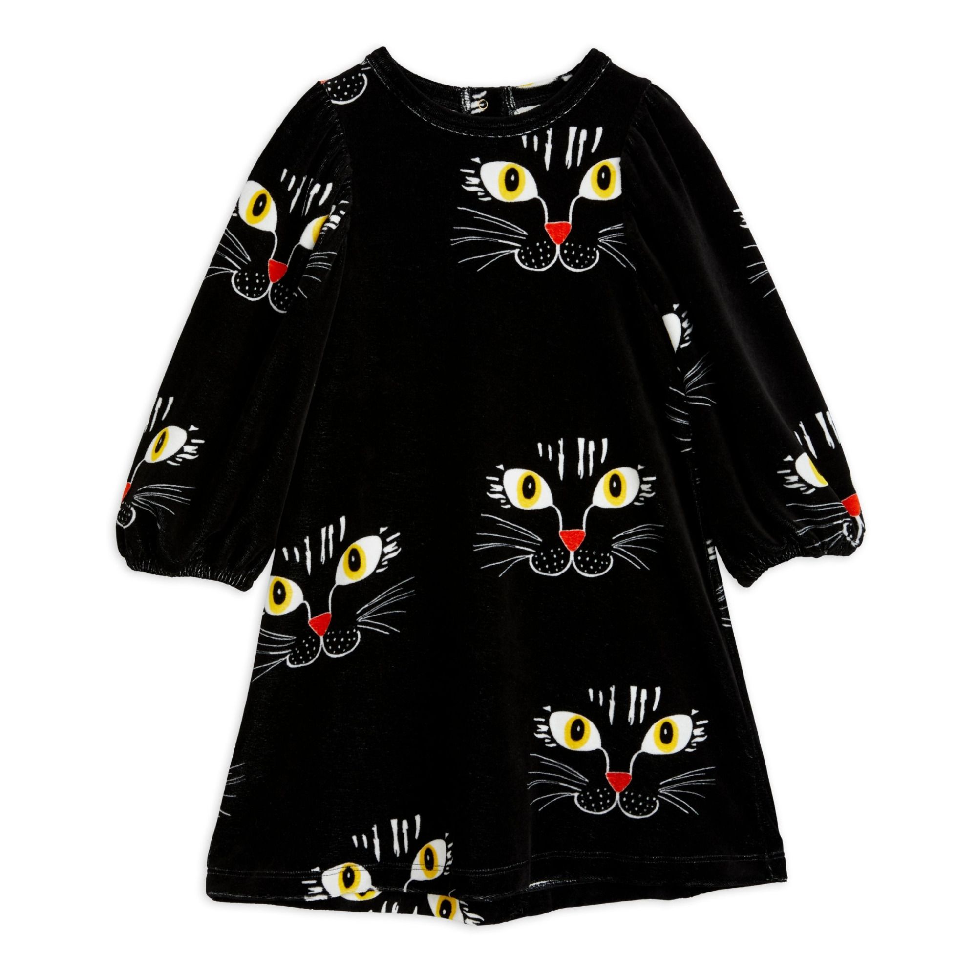 Mini Rodini Organic Velvet Cat Dress Black Smallable