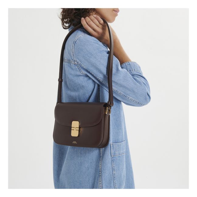 Bolso de cuero liso Grace Small | Café