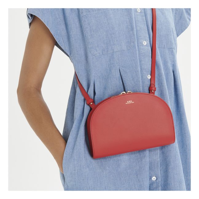 Half-Moon Smooth Leather Clutch Bag | Rojo