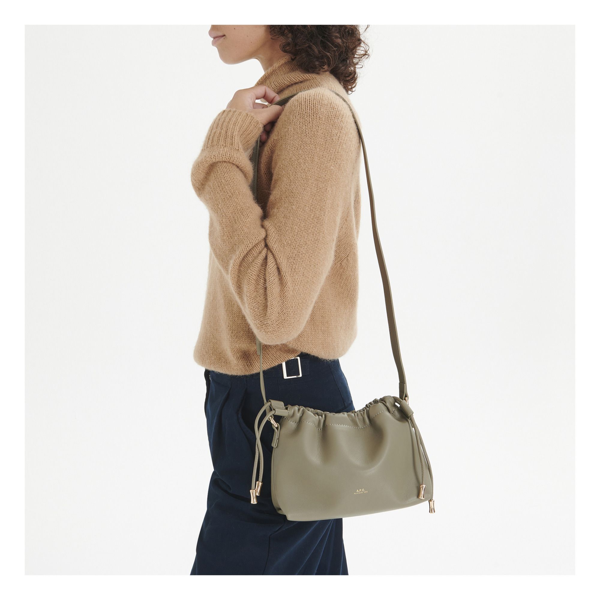 A.P.C. - Ninon Mini Smooth Leather Bag - Taupe brown | Smallable