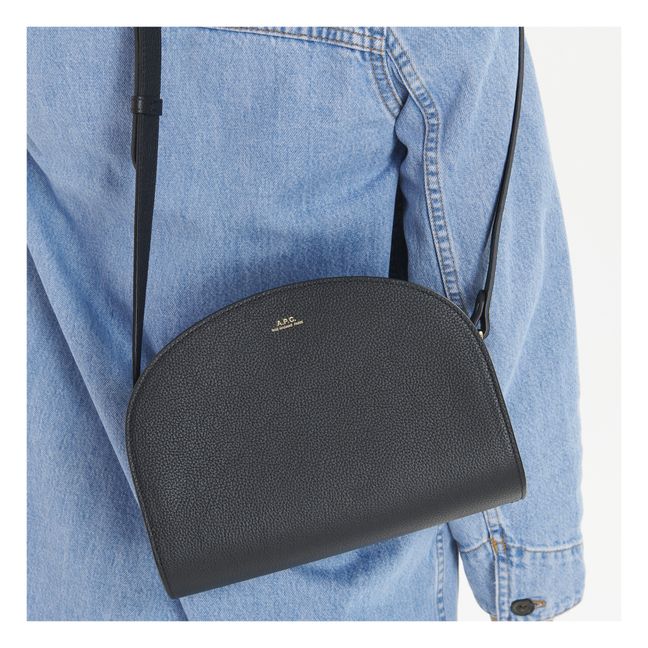 Sac Demi Lune Cuir Grainé | Noir