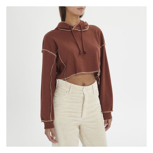 Omato Organic Cotton and Hemp Cropped Hoodie | Rosso mattone