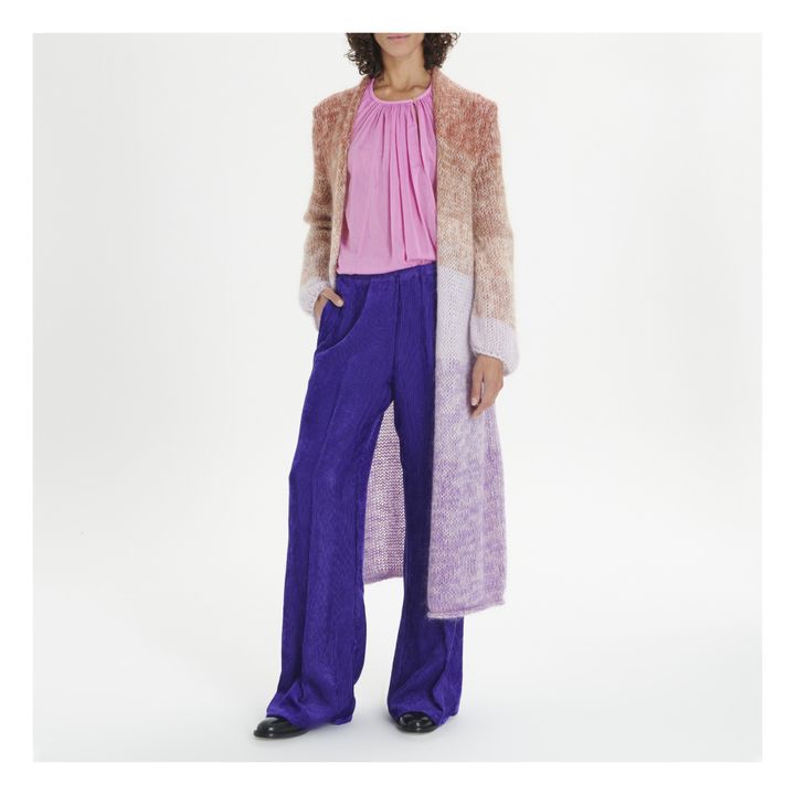 Pantalon flare velours côtelé violet femme