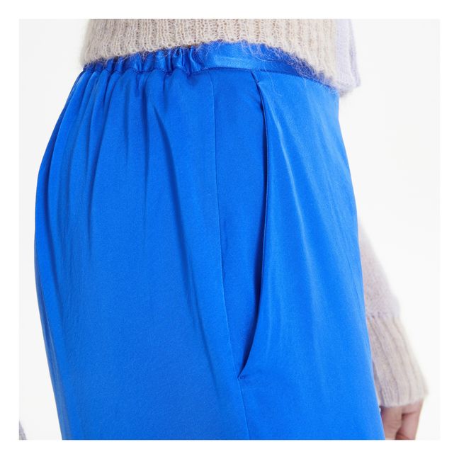 Stretch Silk Satin Pants | Electric blue
