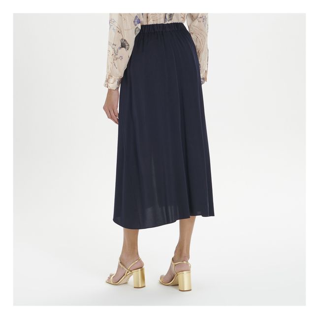 Gonna in raso di seta stretch | Nero