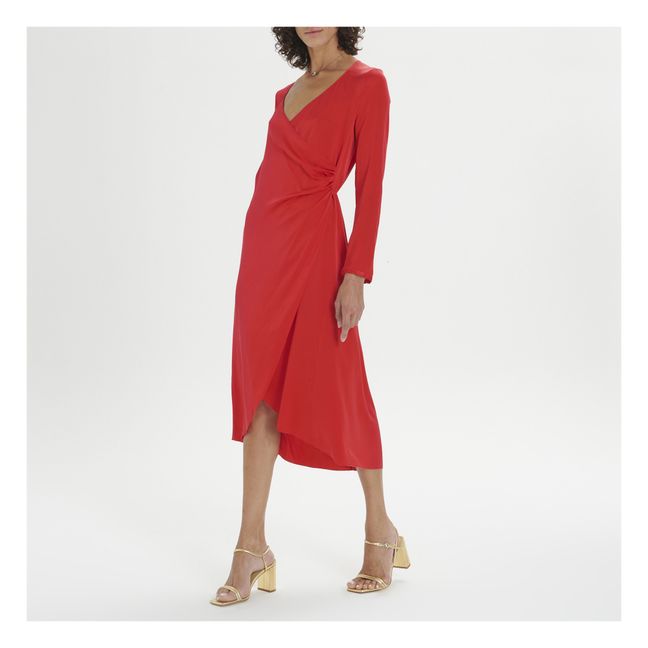 Abito in raso di seta stretch | Rosso