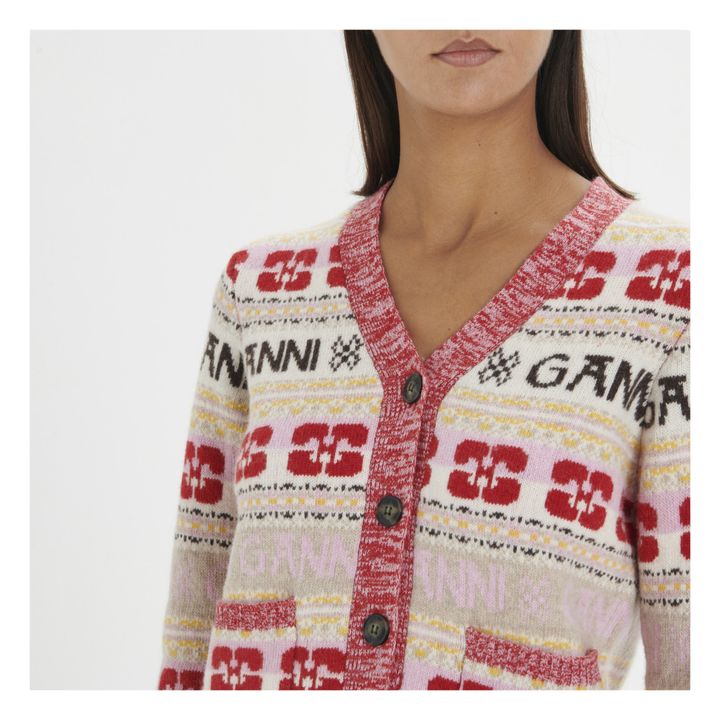 Cardigan, modello: Logo, in lana riciclata | Rosso- Immagine del prodotto n°3