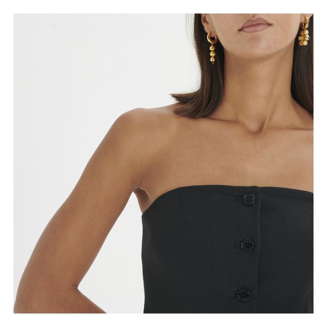 Organic Cotton Suiting Bustier Top | Nero