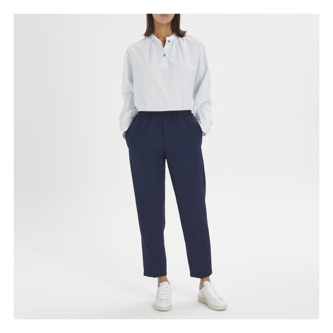 Pantalon Elastiqué Laine | Bleu marine