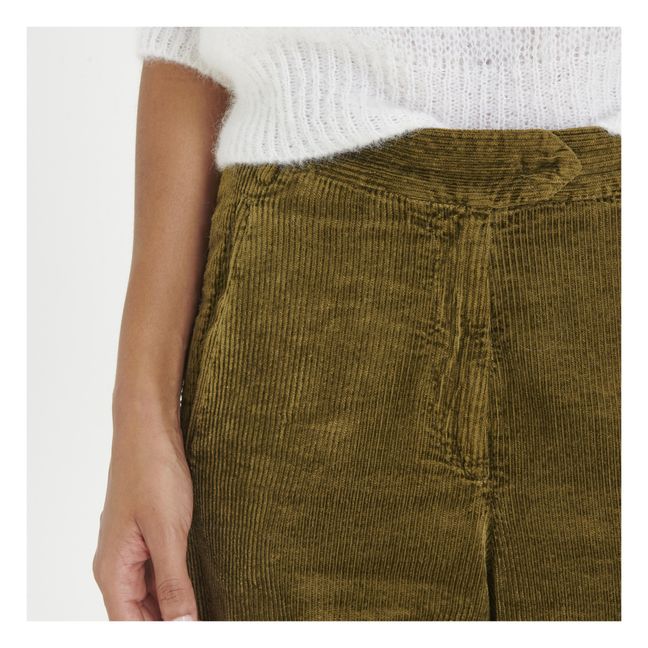 Pantalon Droit Velours Côtelé | Vert kaki