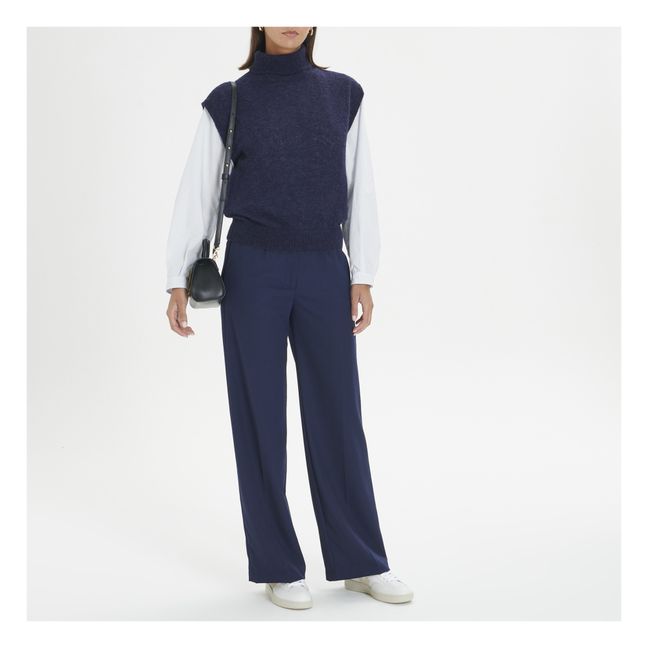 Jersey sin mangas de lana virgen y mohair | Azul Marino