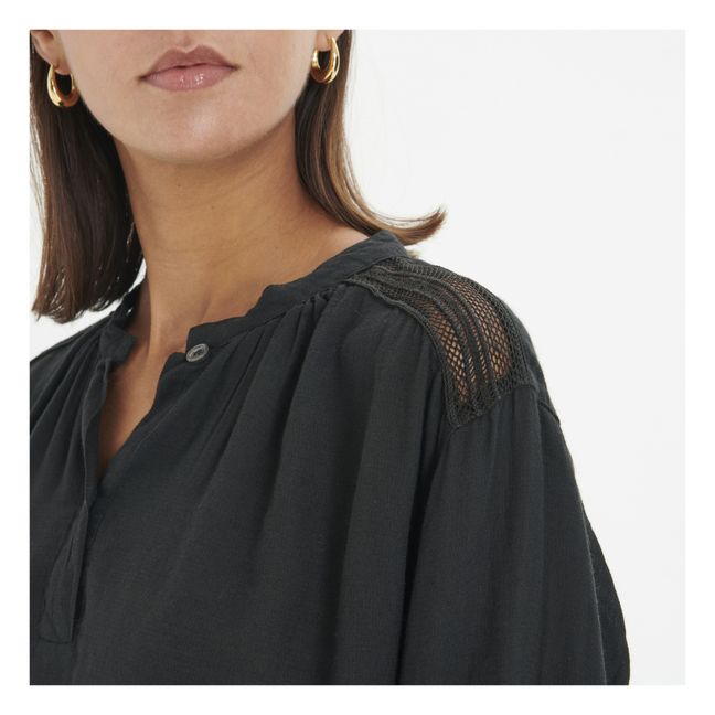 Blouse Détail Dentelle | Noir