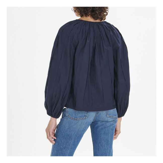 Blusa de popelina de algodón Juliette | Azul Marino