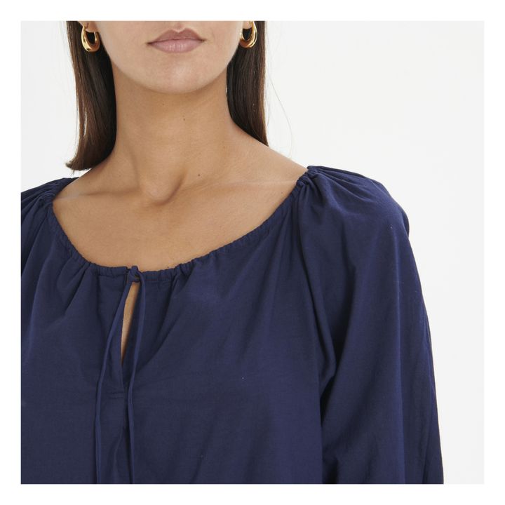 Blusa de popelina de algodón Giana | Azul Marino- Imagen del producto n°3