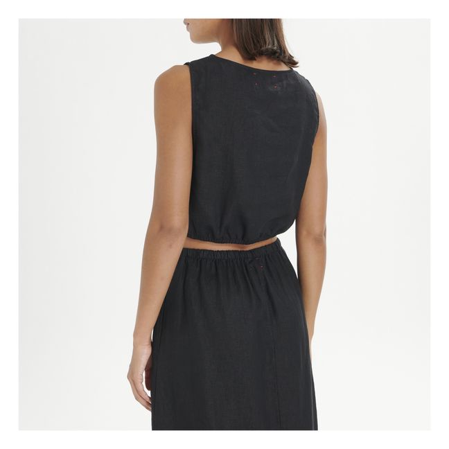 Top Tallie Leinen | Schwarz