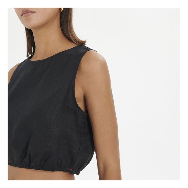 Top Tallie Leinen | Schwarz