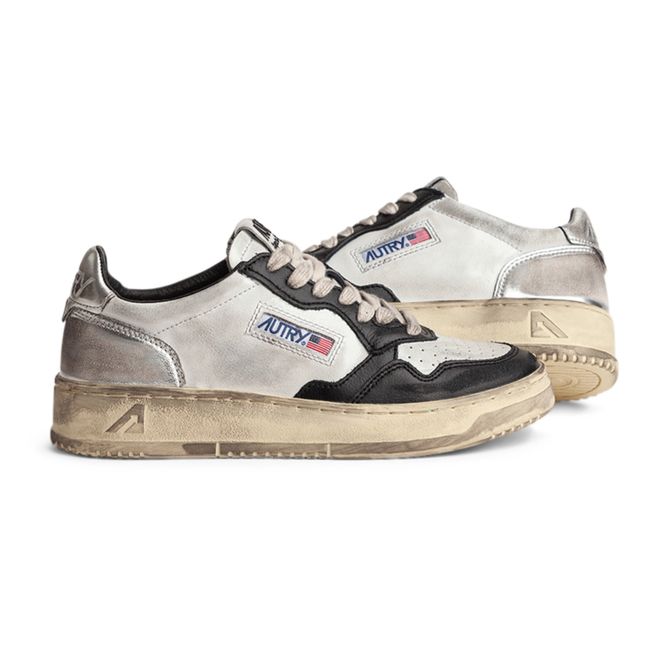 Sneakers basse Super Vintage in pelle bicolore | Argento