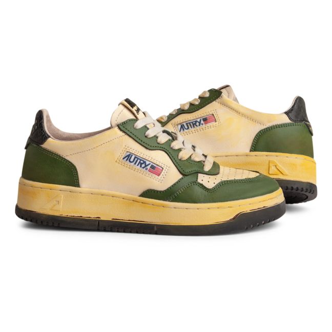 Sneakers Super Vintage Low Leder Zweifarbig | Khaki