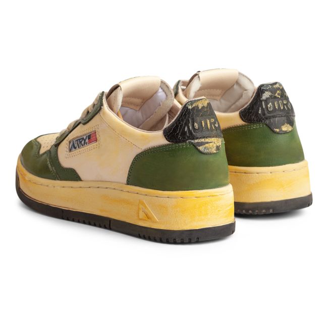 Sneakers basse Super Vintage in pelle bicolore | Verde militare