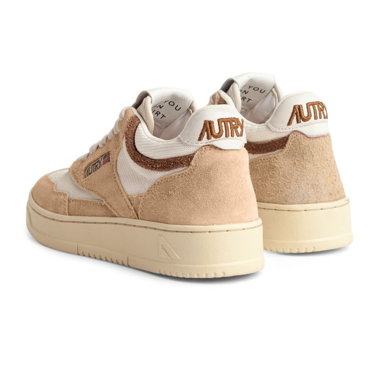Sneakers Open Mid in pelle di capra e pelle di spugna | Ecru- Immagine del prodotto n°3