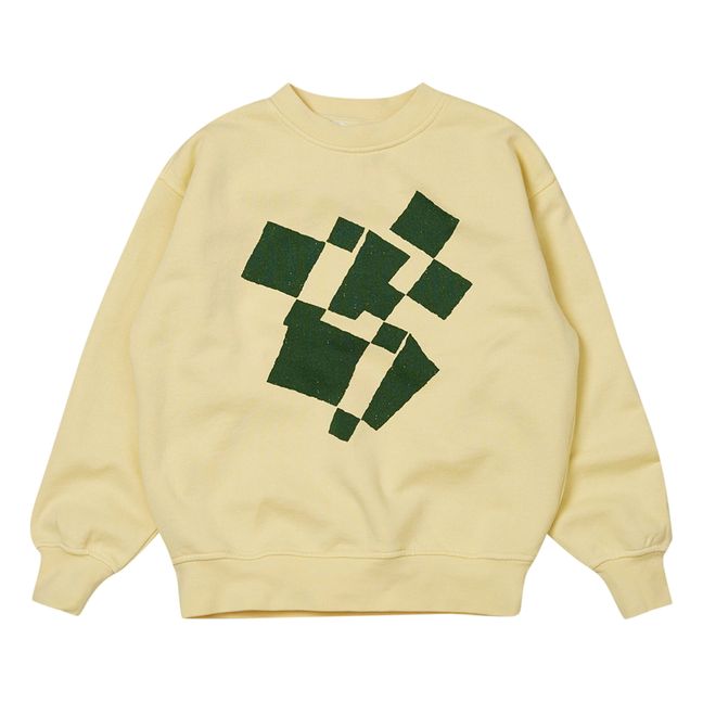 Bedrucktes Sweatshirt aus Bio-Baumwolle | Blasses Gelb