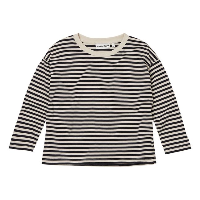 Striped Organic Cotton T-shirt | Grey