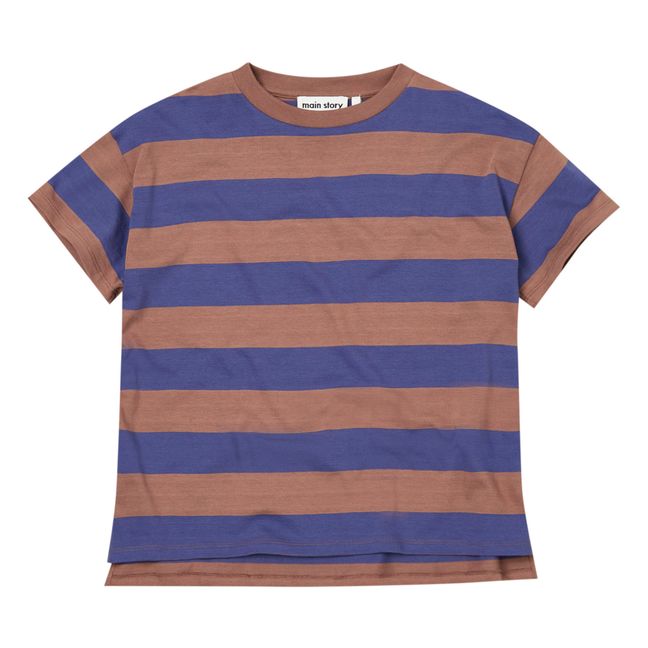 Oversize Striped Organic Cotton T-shirt | Brown