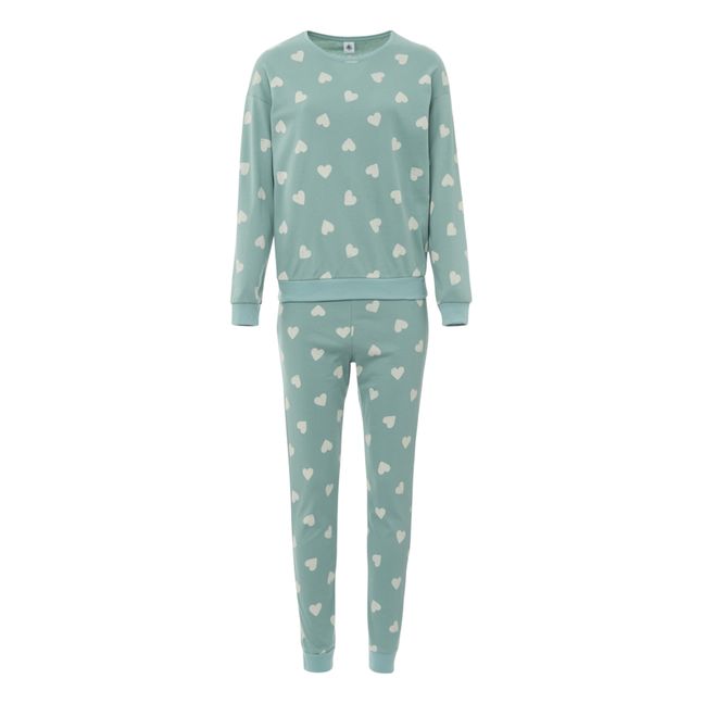 Sweatshirt + Hose Pyjama Herz - Damenkollektion  | Grün