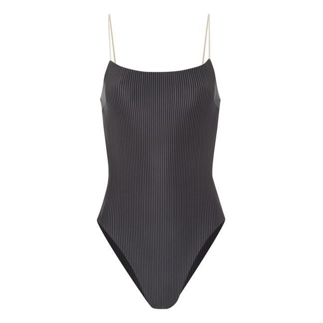 Striped One-piece Swimsuit | Negro