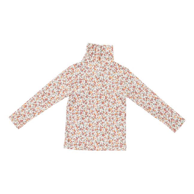Camiseta Adele de algodón orgánico con cuello redondo floral | Rosa