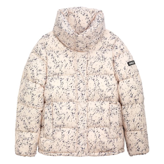 All Over Printed Waterproof Short Puffer Coat | Sand