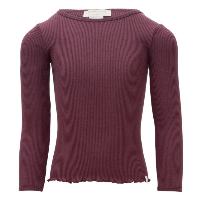 Bergen Cotton and Silk Ribbed T-Shirt | Plum